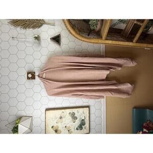 Elan Light Pink Open Front Draped Ribbed Cardigan - Size - Large